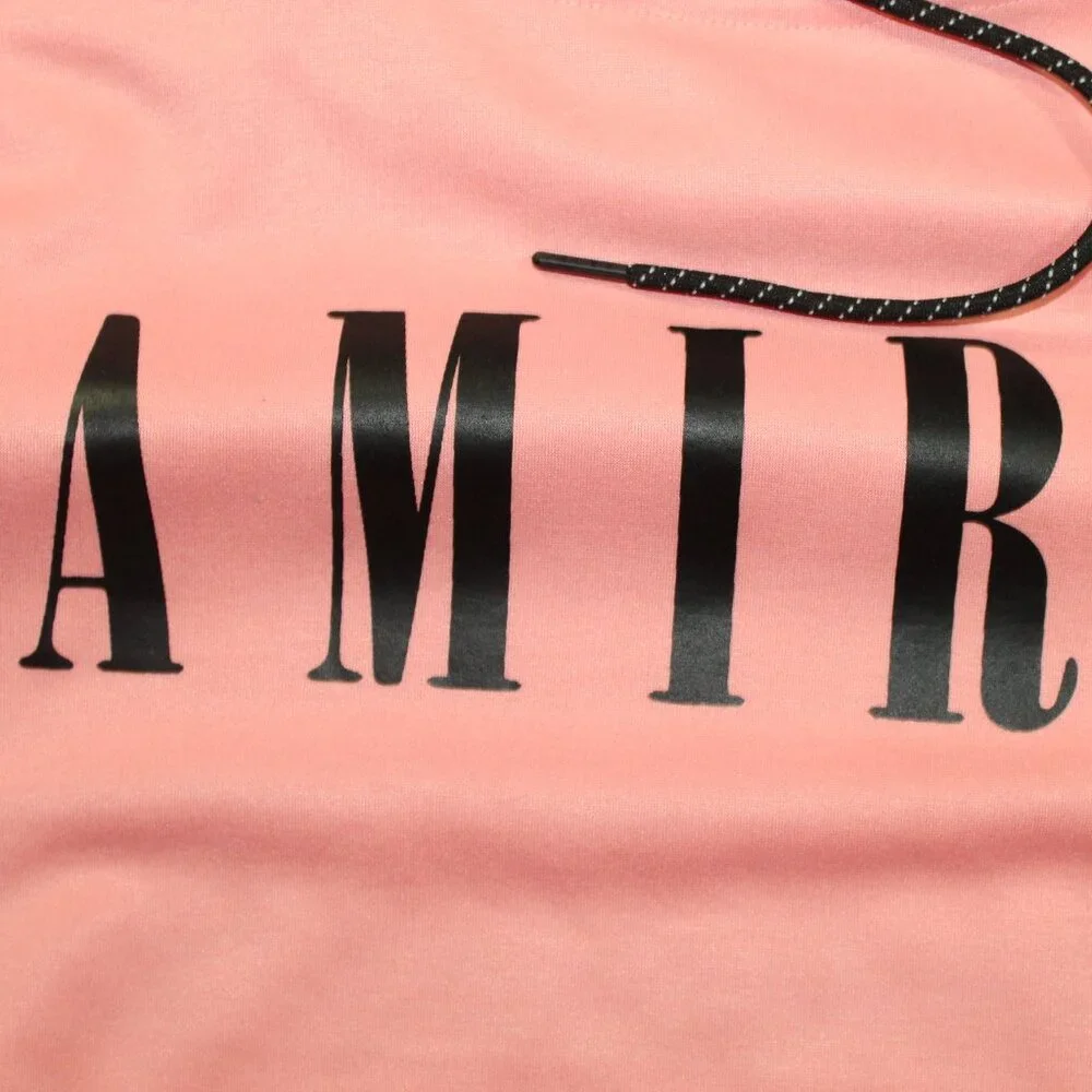 2pc Amiri Logo Womens Sz S Peachy Pink Sweats Outfit Hoodie & Pants